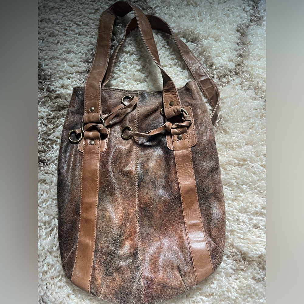 Brown Suede Leather Vintage Shoulder Bag